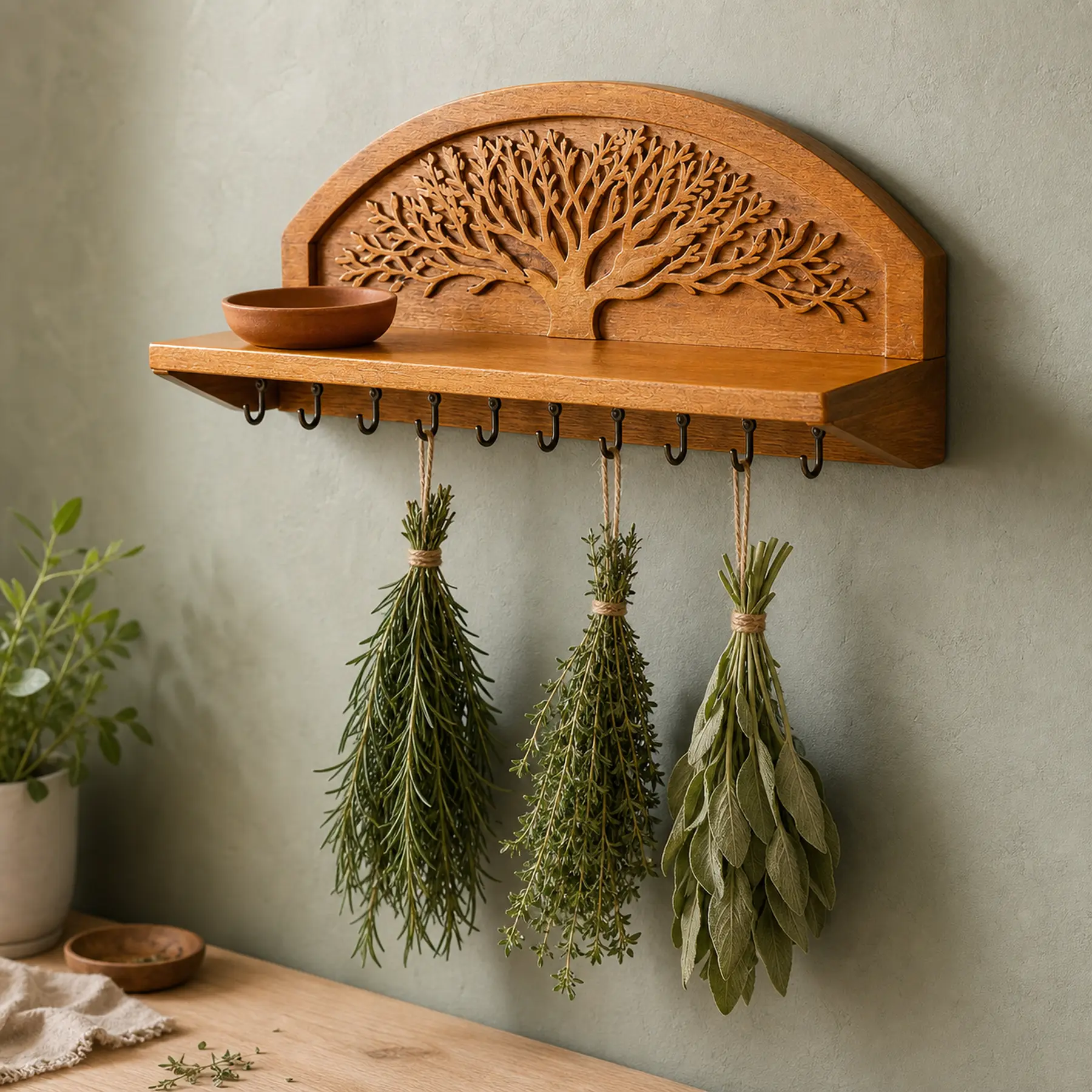 Wall-mounted herb drying rack, Embossed style, structure proof