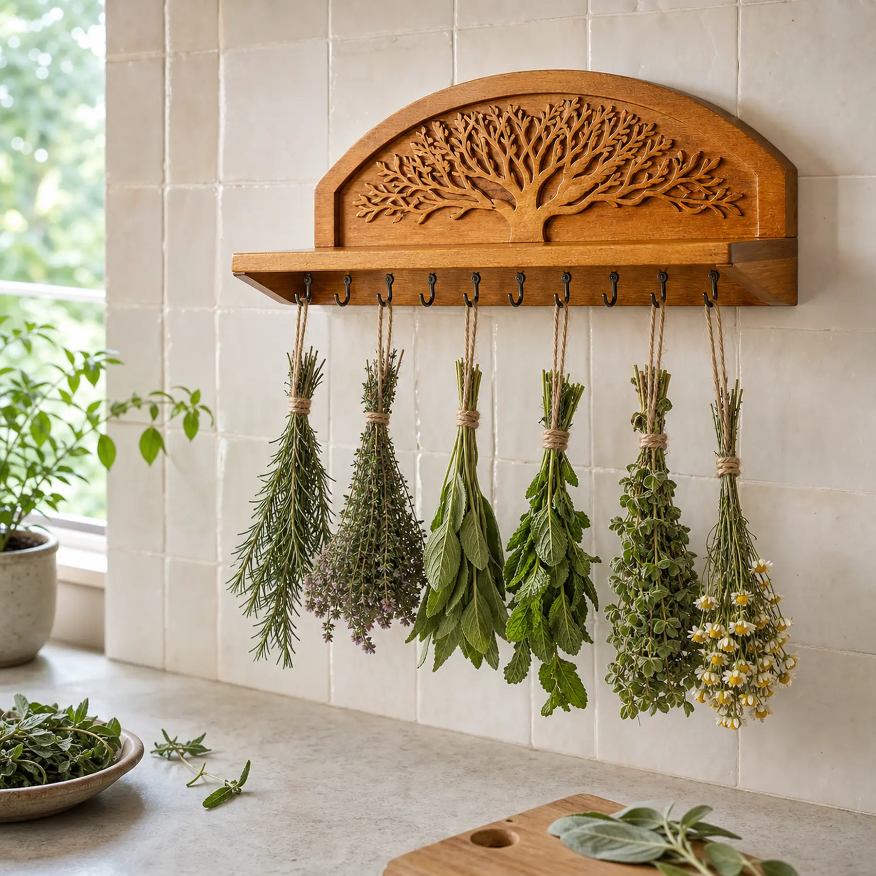 Wall-mounted herb drying rack, Embossed style, herb drying