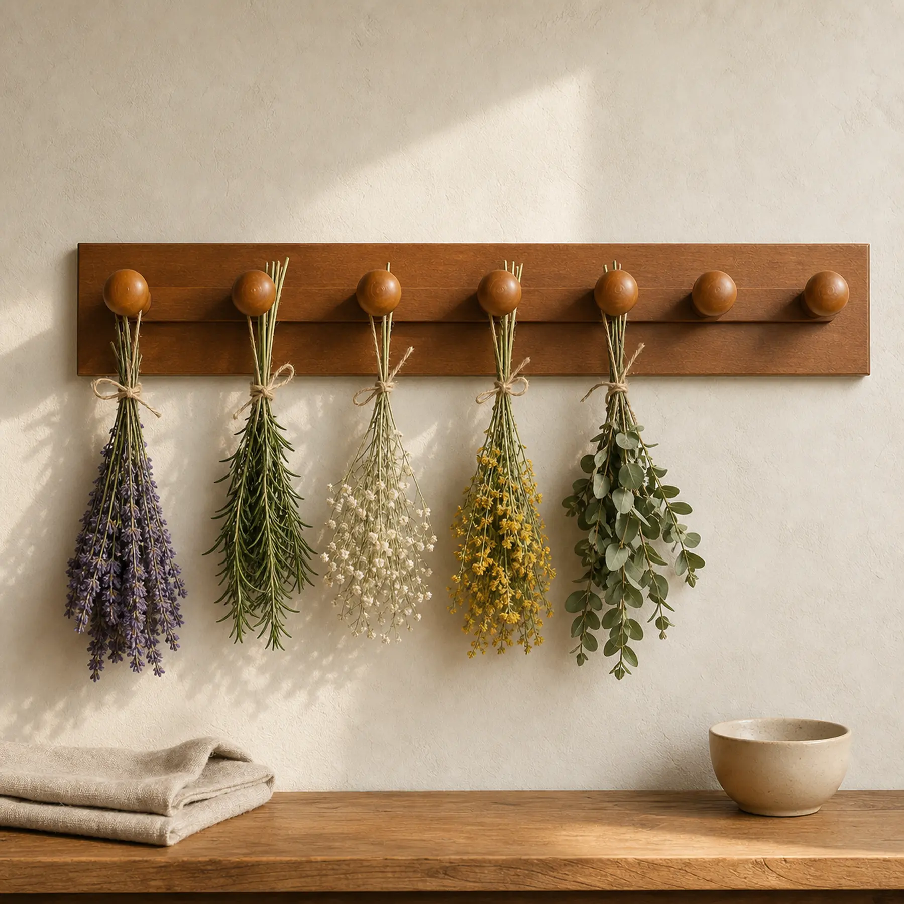 Wall-mounted herb drying rack, Small Spaces style, lifestyle hero