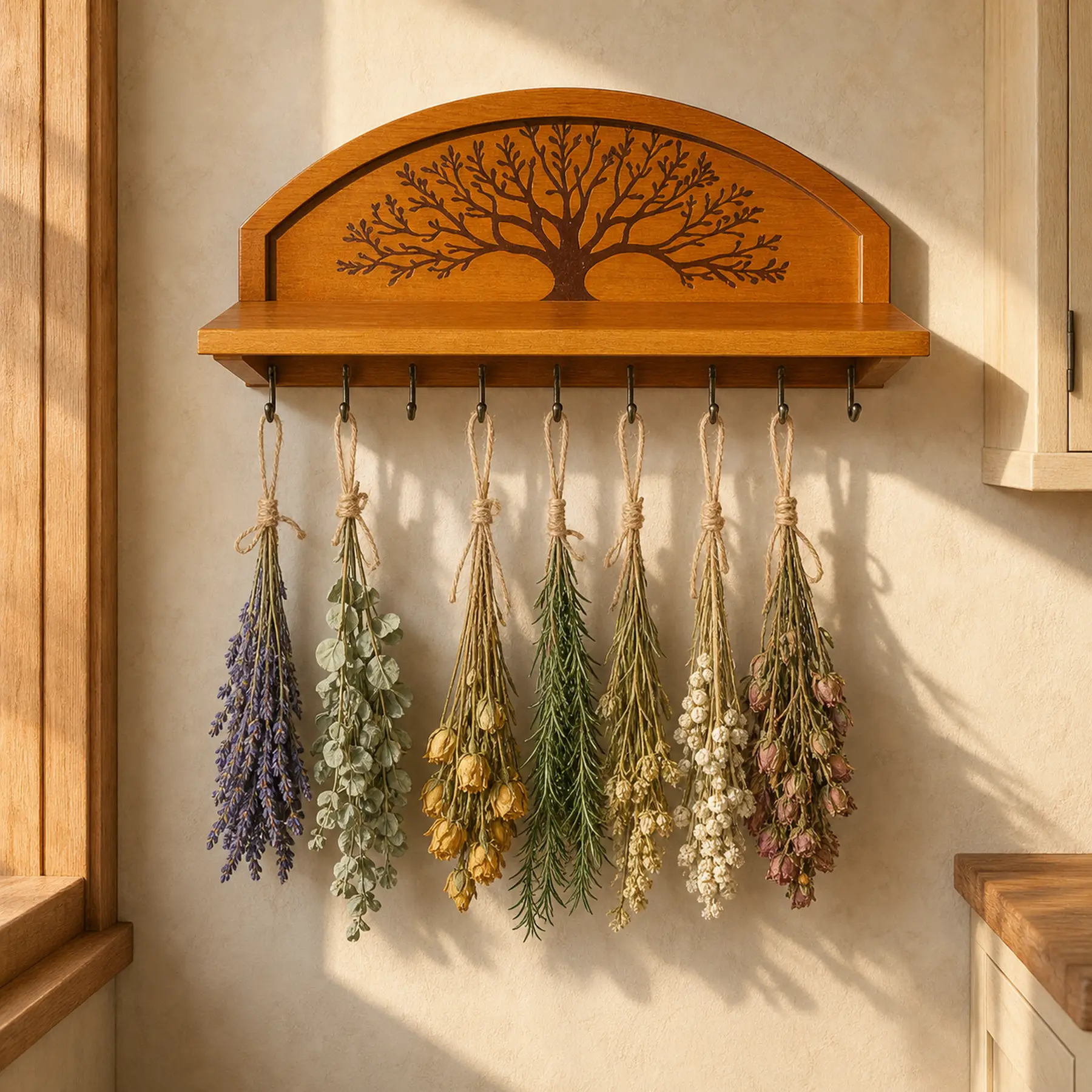 Wall-mounted herb drying rack, Sticker style, lifestyle hero