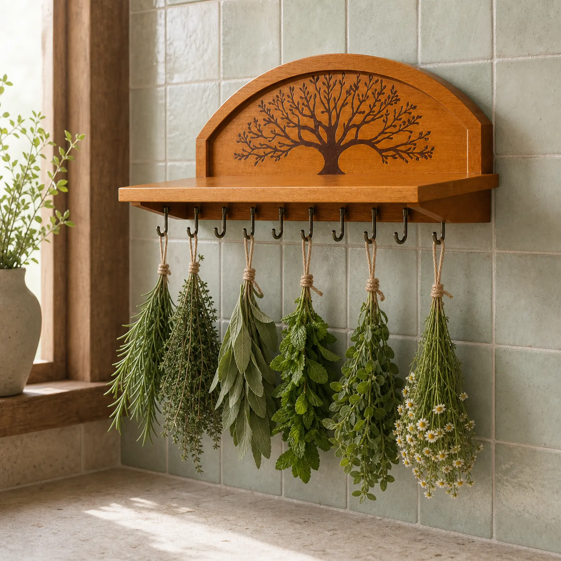Wall-mounted herb drying rack, Sticker style, herb drying