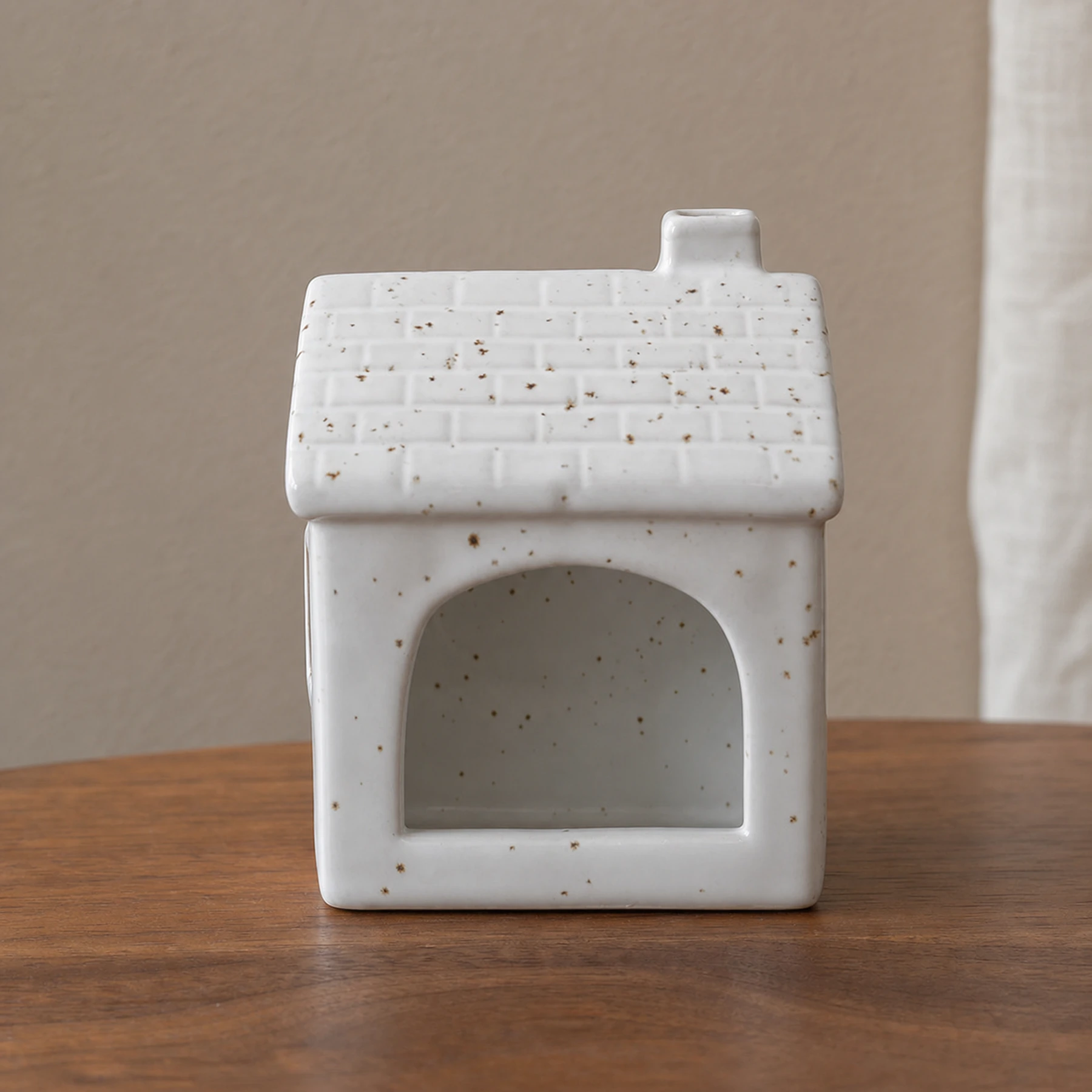White ceramic house Palo Santo holder clean product view