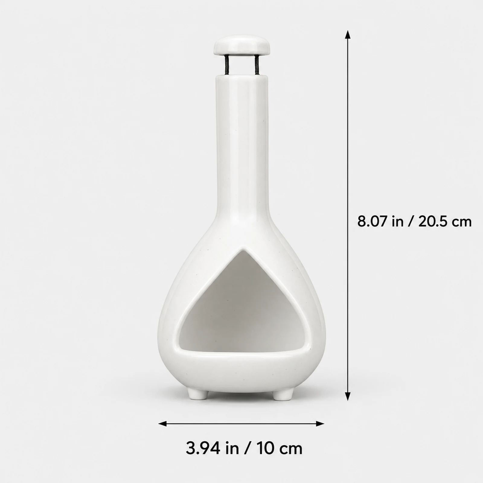 White ceramic Palo Santo holder dimensions graphic showing 8.07 inches tall and 3.94 inches wide
