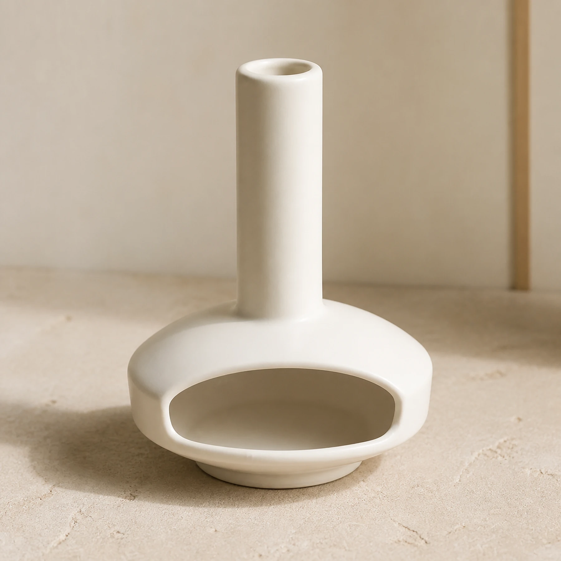 White mini ceramic Palo Santo burner clean three-quarter view