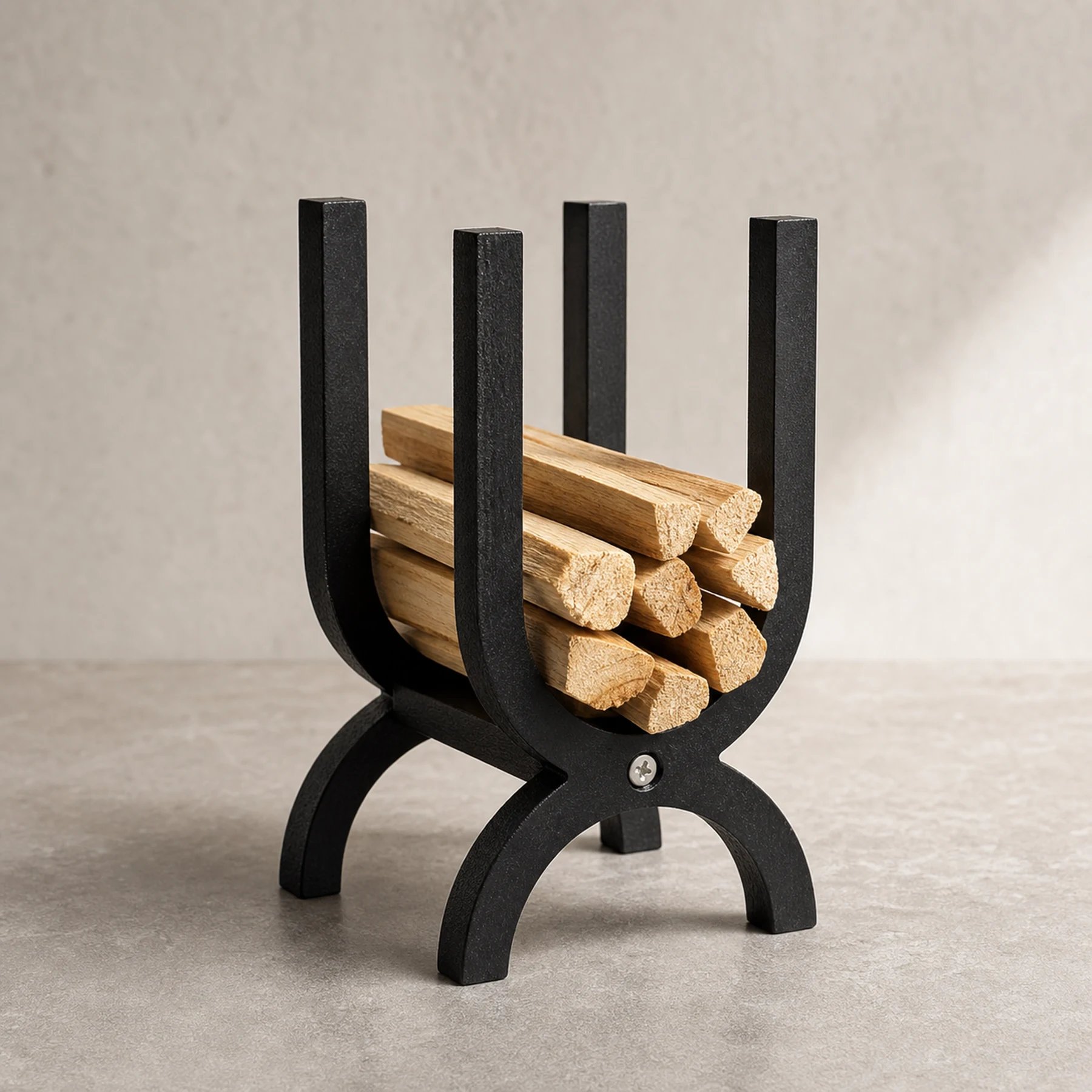 Dark wood Palo Santo and sage storage organizer in a clean three-quarter view with unlit sticks