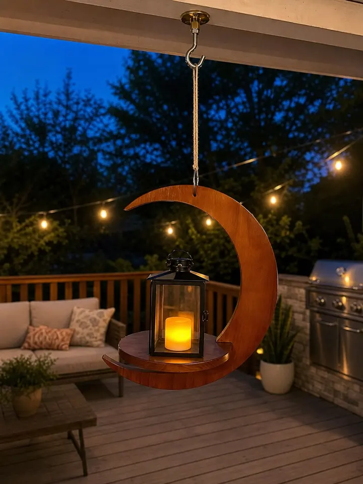Crescent Wood Hanging Plant Tray styling idea 5