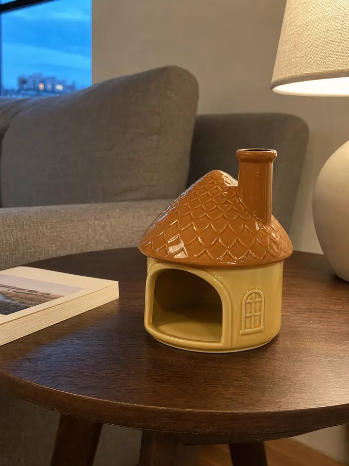 Yellow House Ceramic Palo Santo Holder - Mini Chiminea Burner styling idea 3