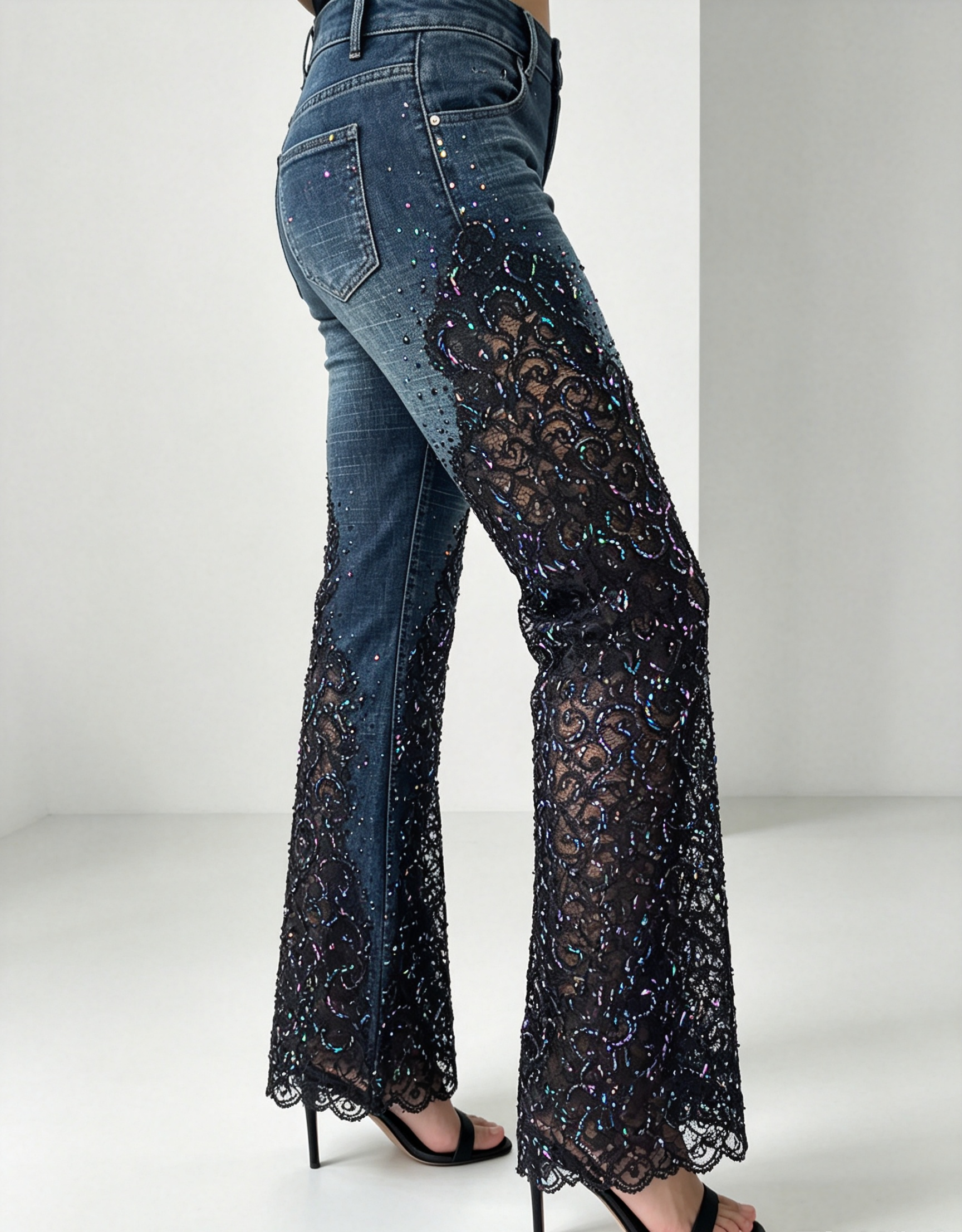 Hand Beaded Denim Jeans