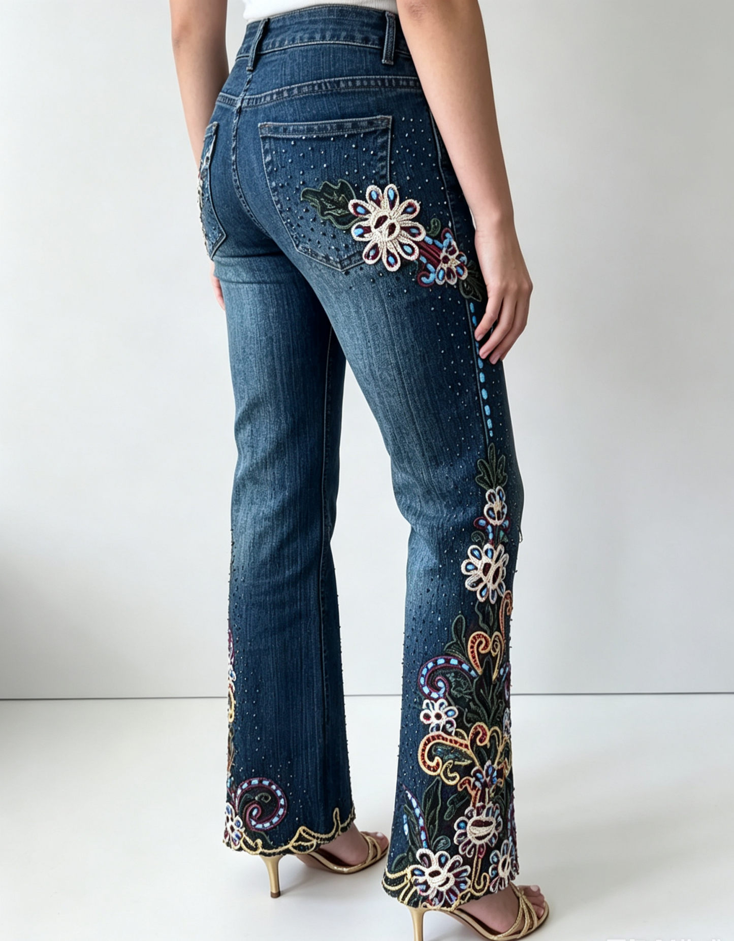 Lace Trim Flare Jeans（Black 4.0）