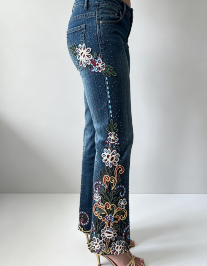 Lace Trim Flare Jeans（Black 4.0）