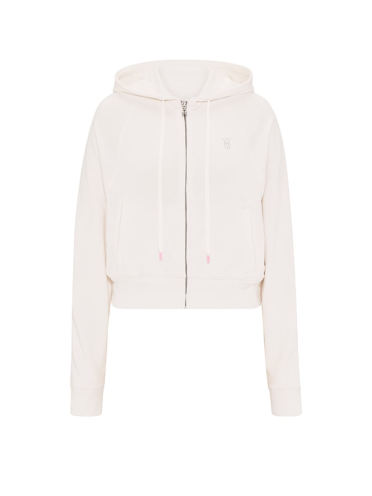 Off-Duty Terry Crop Full-Zip Hoodie