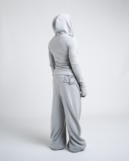 big zipper hoodie _ grey