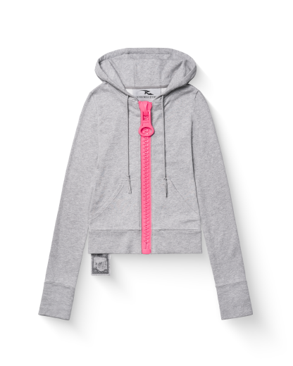 big zipper hoodie _ grey