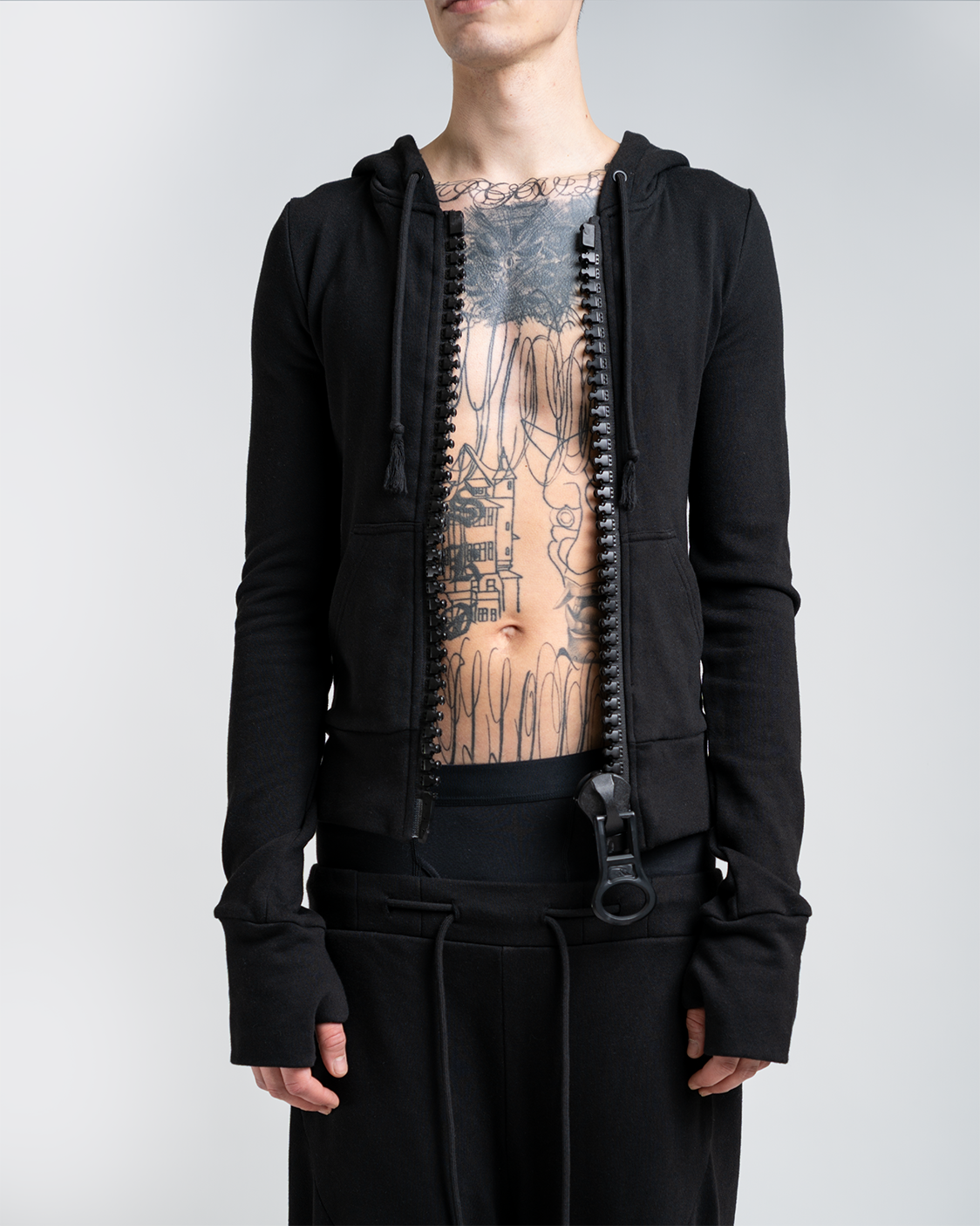 Big zipper hoodie（Black）