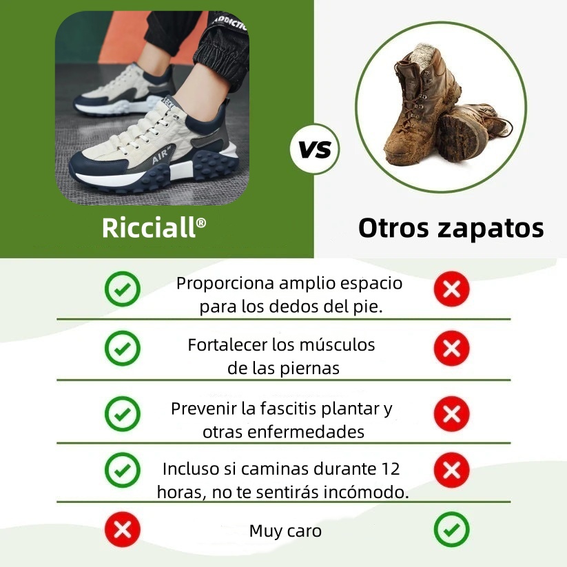 Zapatos ortopédicos Riccicall® | Diseñados ergonómicamente para aliviar el dolor de espalda, articulaciones y pies y brindar comodidad superior (AIR).