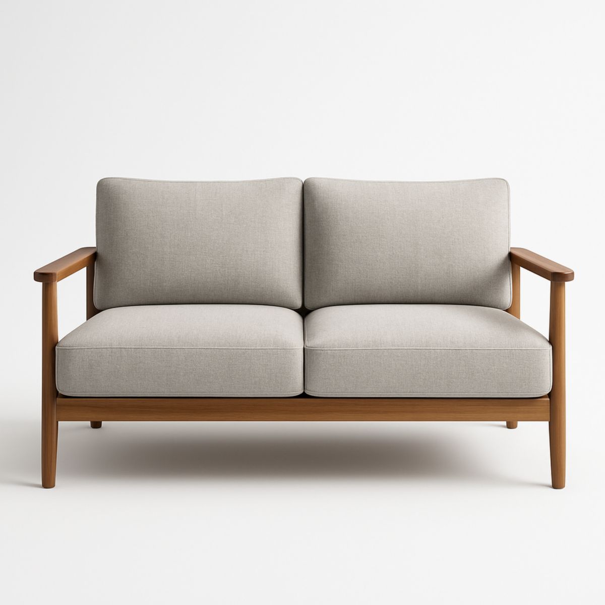 Tweepersoonsbank linnen stof massief houten frame lichtgrijs 160x80x75 cm