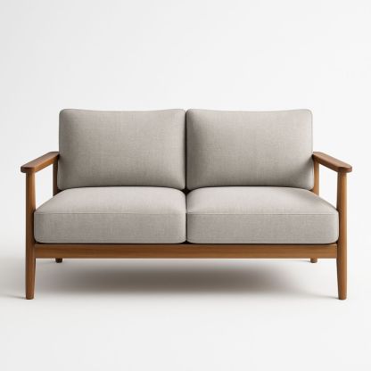 Tweepersoonsbank linnen stof massief houten frame lichtgrijs 160x80x75 cm