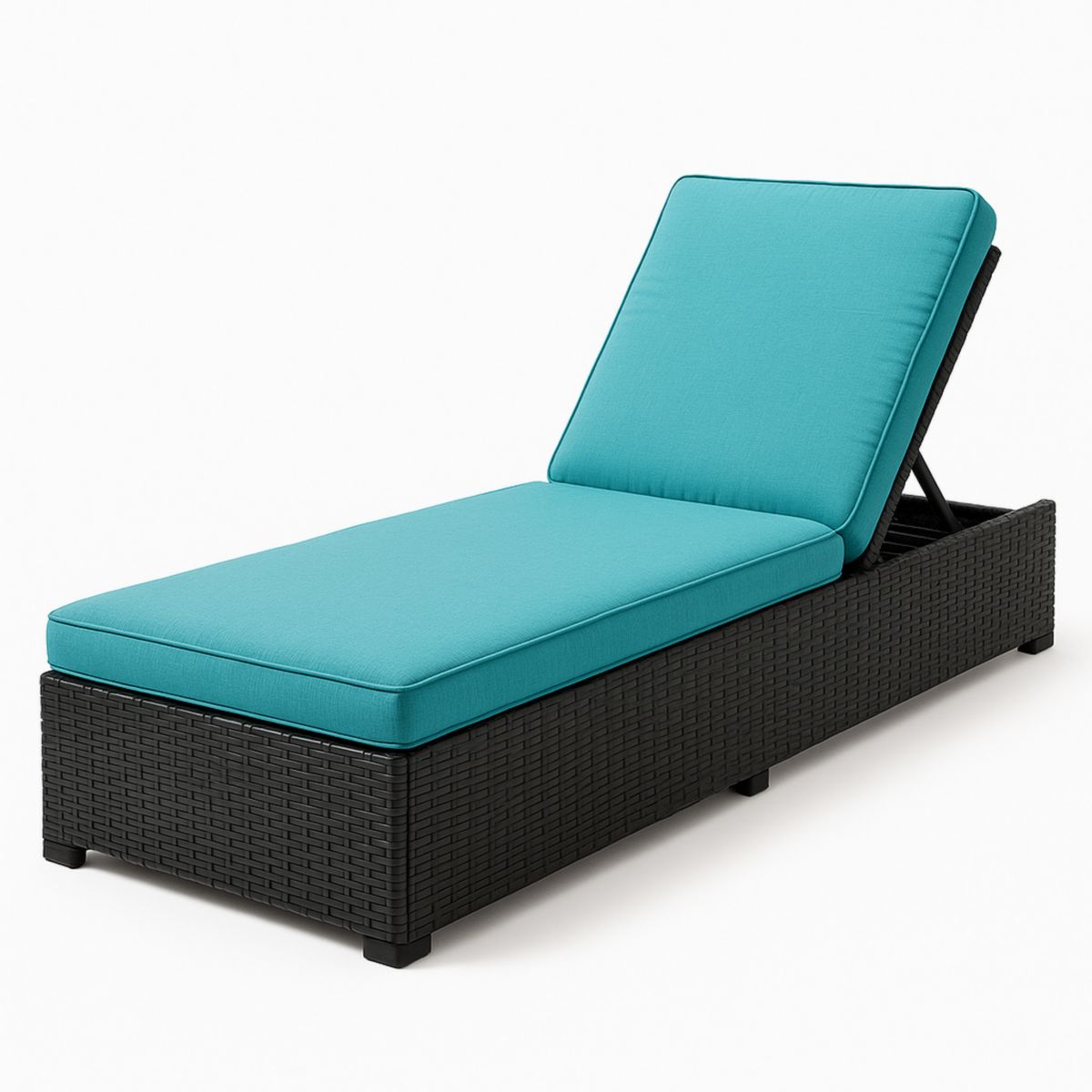 Rieten Ligstoel met Verstelbare Rugleuning Turquoise