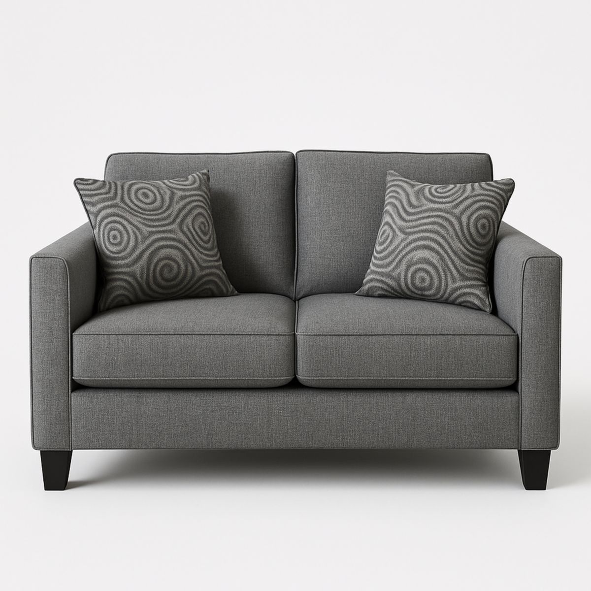 2-zits grijze stoffen bank met kussens