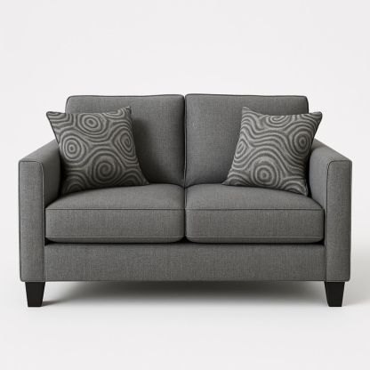 2-zits grijze stoffen bank met kussens