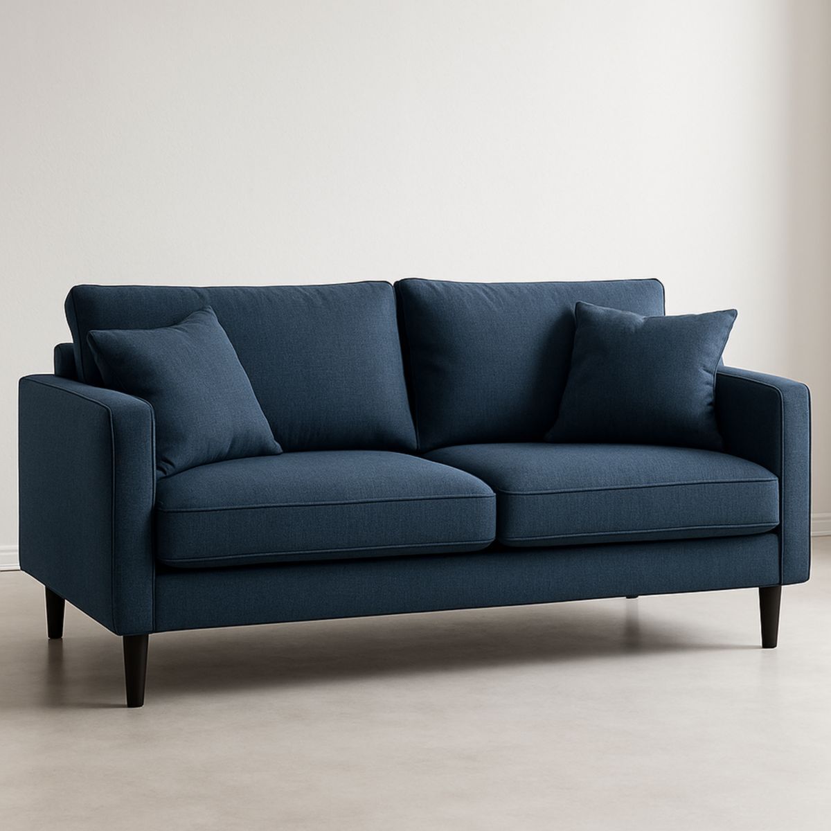 Donkerblauwe 2-zitsbank Linnen Stoffen Houten Poten 200 cm