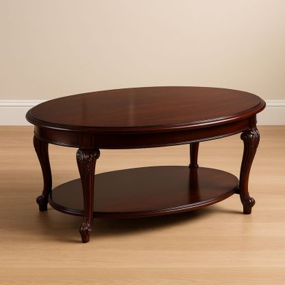 Ovale salontafel hout met dubbele plank Bruin 120cm x 80cm x 45cm