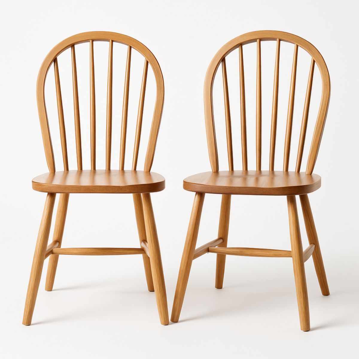 Houten Eetkamerstoel Set 2 stoelen Naturel