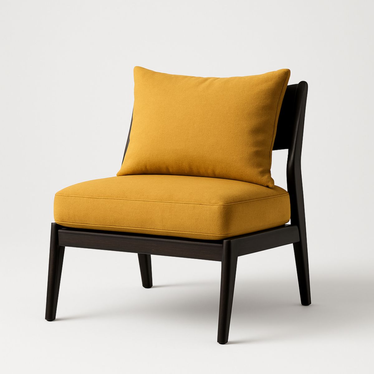 Gele stofstoel met houten frame 80x70x85 cm