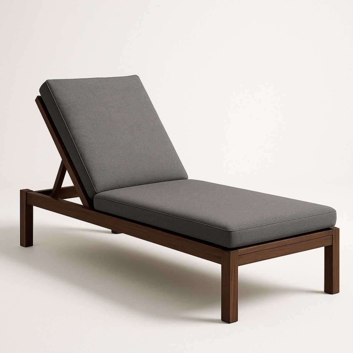 Ligstoel Hout Polyester Bruin/Grijs 200cm