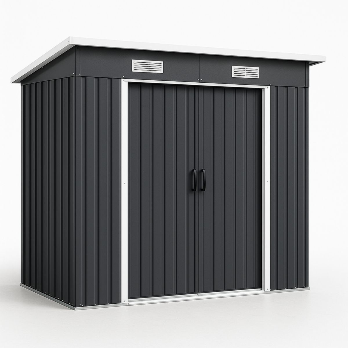 Metalen Tuinhuisje met Schuifdeuren Donkergrijs 210x130x173 cm