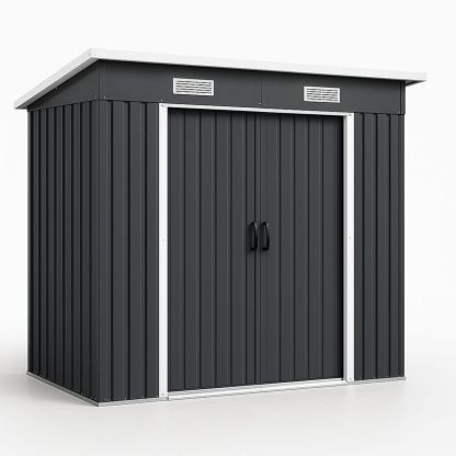 Metalen Tuinhuisje met Schuifdeuren Donkergrijs 210x130x173 cm