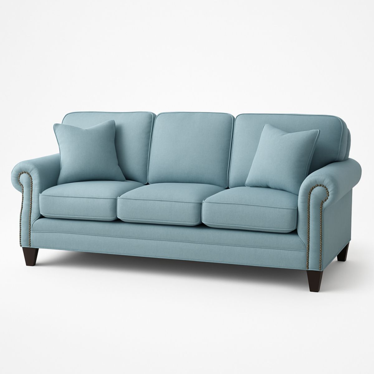 Lichtblauw Driezitsbank Stof Hout 213cm