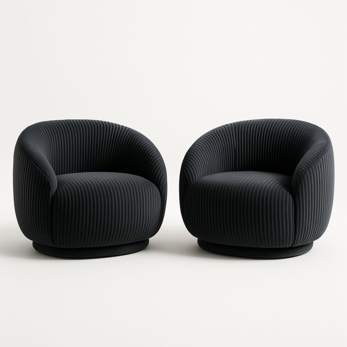Tweedelige Zwart Draaibare Fauteuilset Fluwelen Bekleding Rond