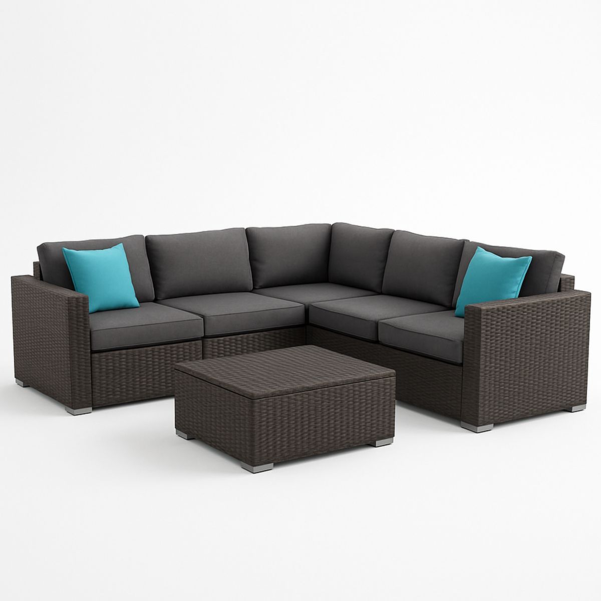 Sectionele Loungeset Polyethyleen Rattan Grijs en Bruin met Kussens