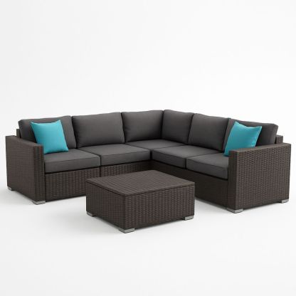 Sectionele Loungeset Polyethyleen Rattan Grijs en Bruin met Kussens