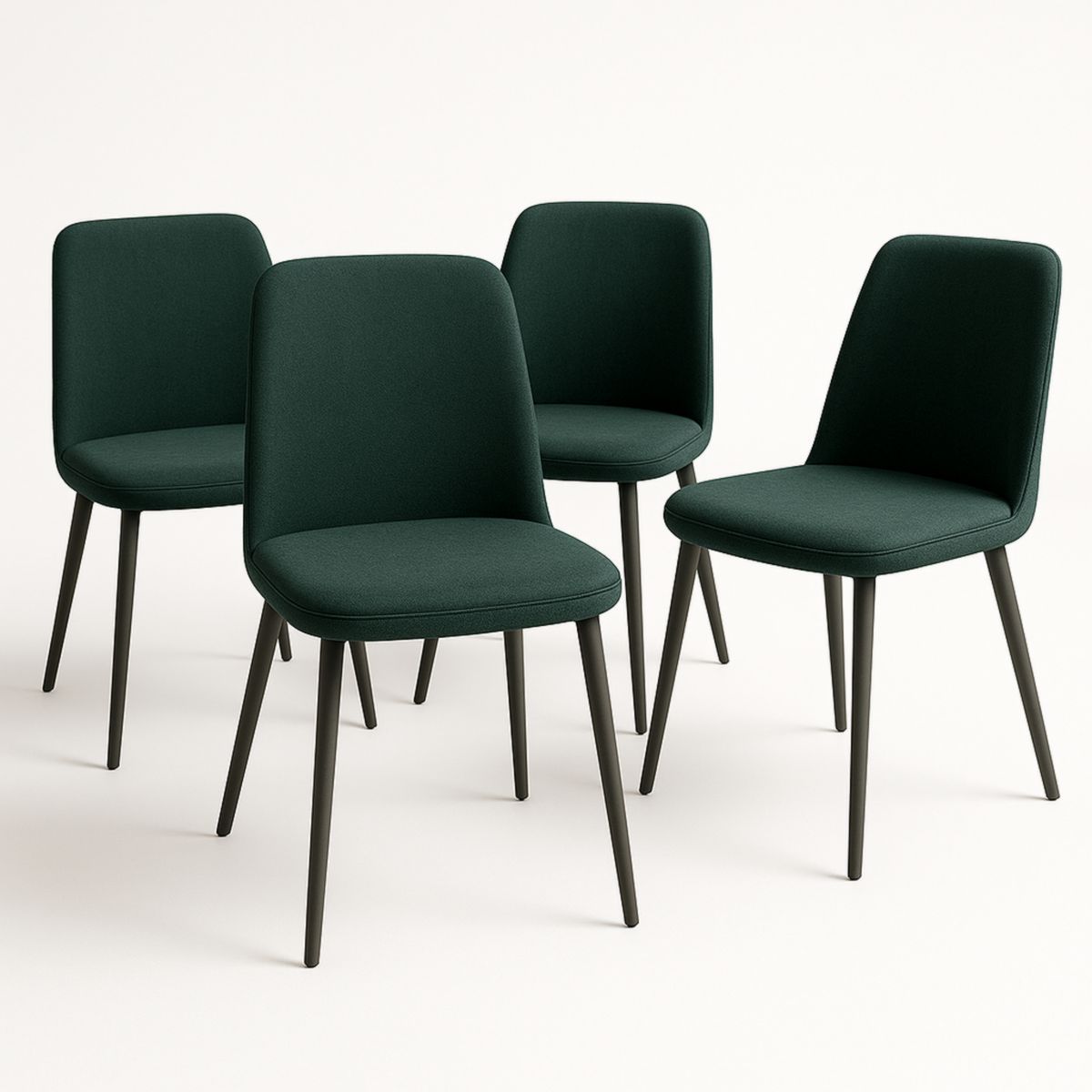 Set van 4 Eetkamerstoelen Stof Groen Stalen Poten