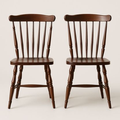 Set van 2 houten eetkamerstoelen bruin