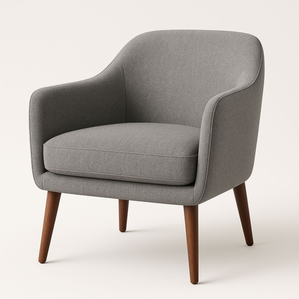 Grijze Fauteuil Stof Met Houten Poten 70x80x75cm