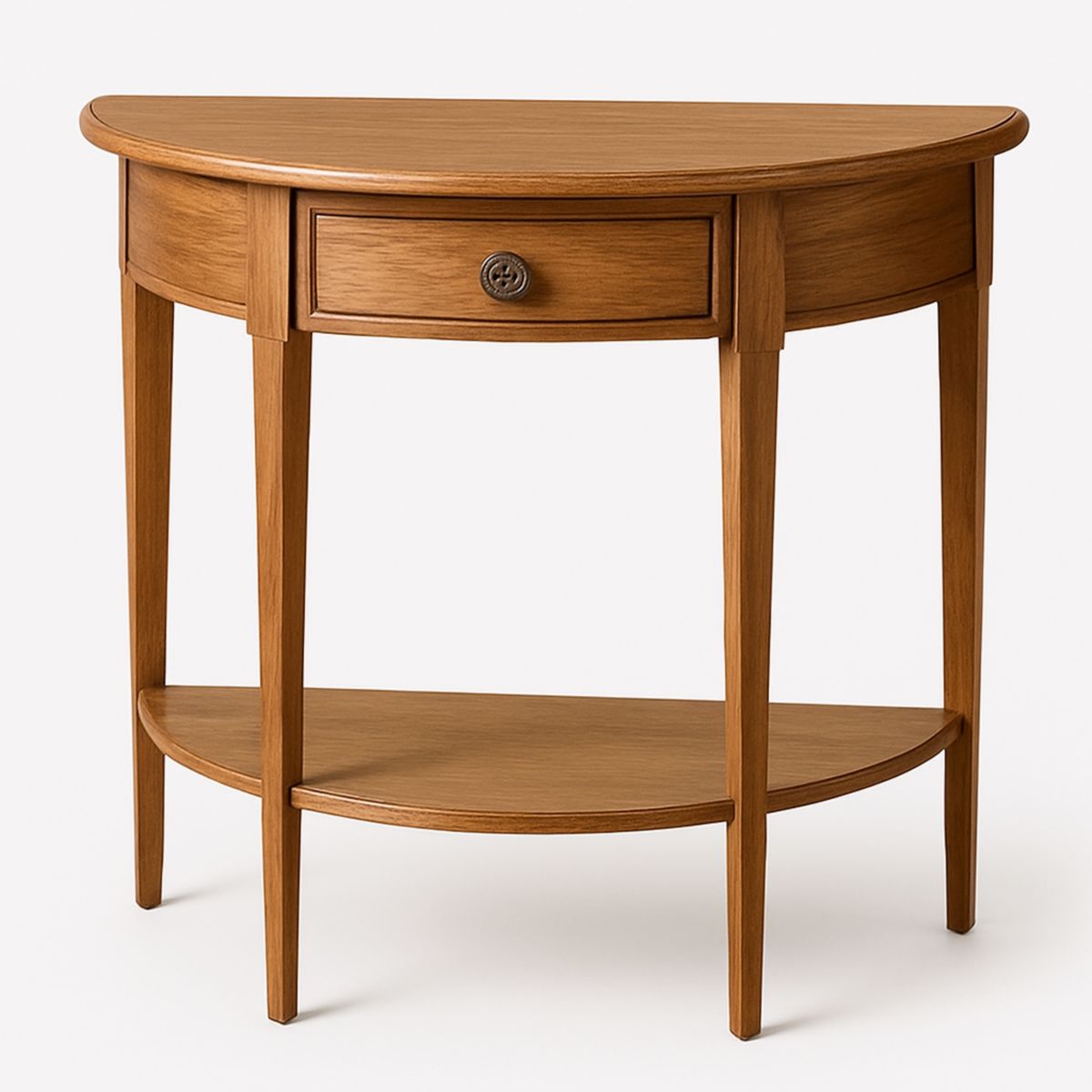 Massief Houten Haltafel Halfrond Bruin 75x30x75 cm