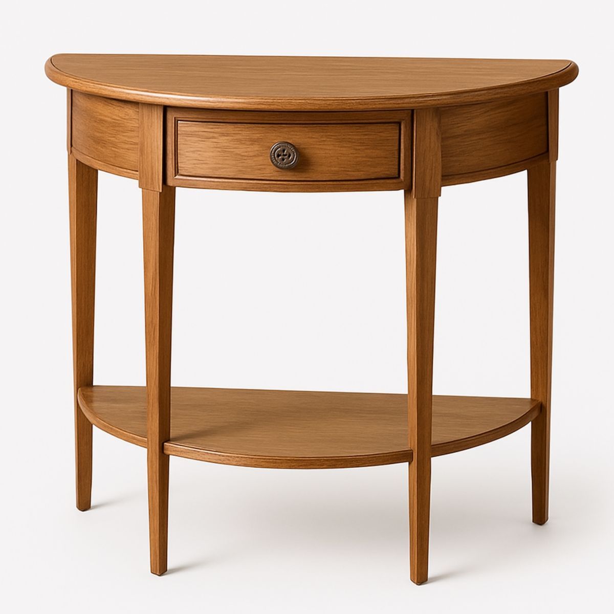 Massief Houten Haltafel Halfrond Bruin 75x30x75 cm