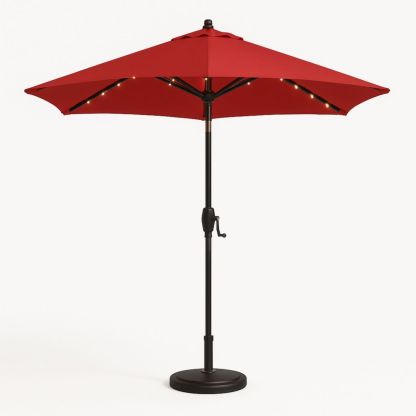 Verstelbare Tuinparasol met LED Verlichting Ø 270 cm Polyester Rood