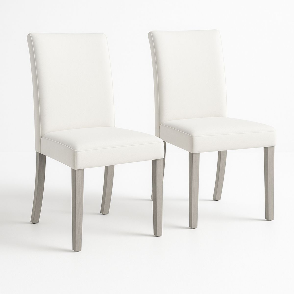 Set van 2 eetkamerstoelen wit kunstleer beukenhout poten 90 cm