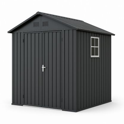 Metalen Tuinhuis Dubbele Deur 213x130x185 cm Antraciet