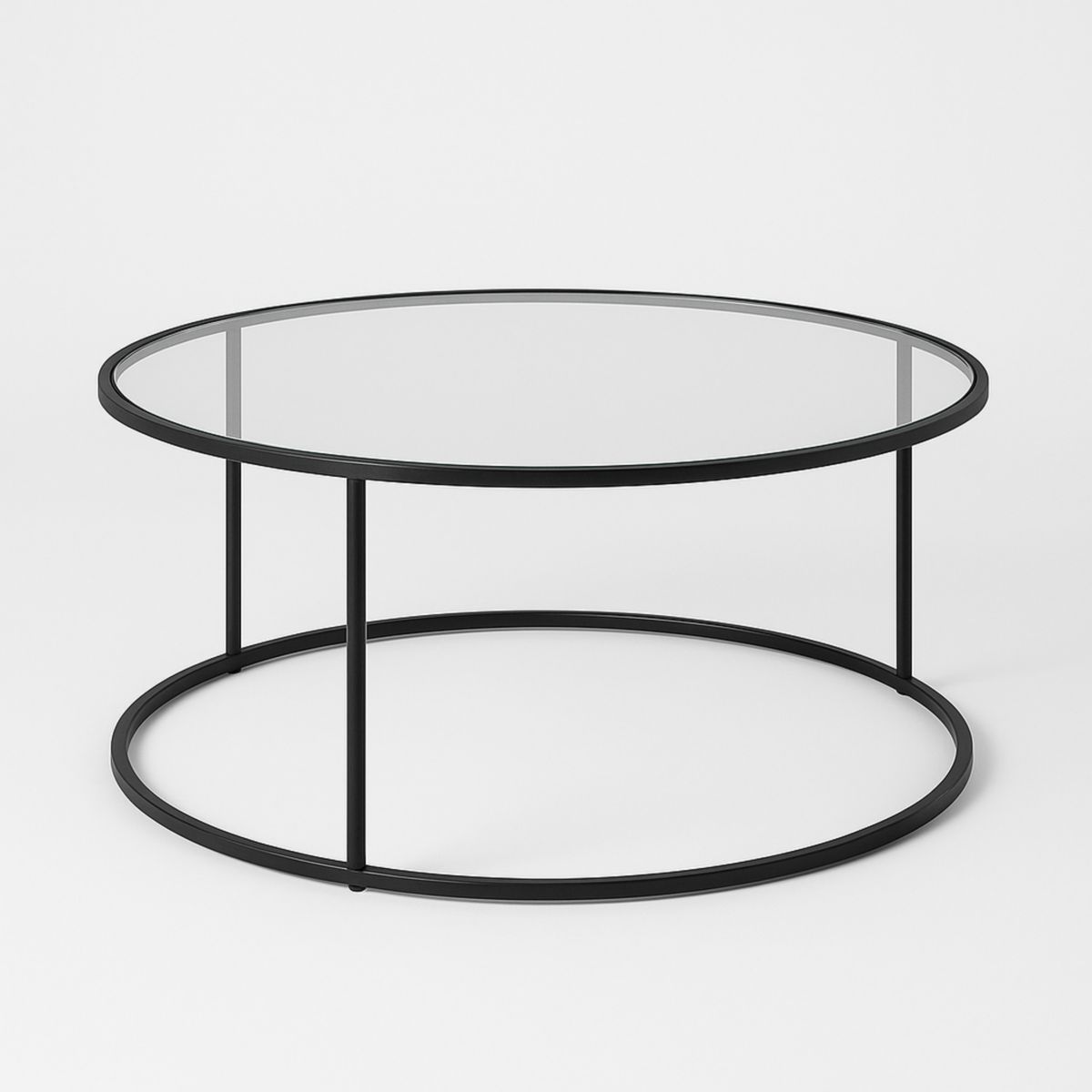 Ronde Salontafel Glas Metaal Zwart 80x80x40 cm