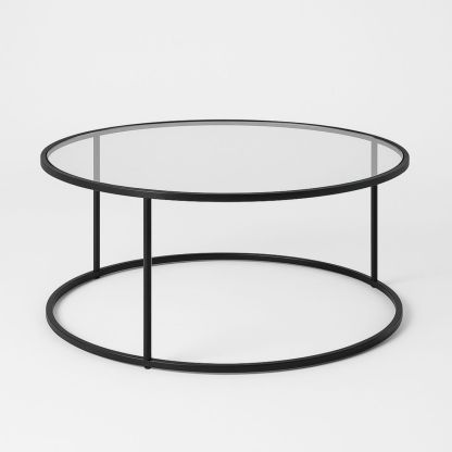 Ronde Salontafel Glas Metaal Zwart 80x80x40 cm