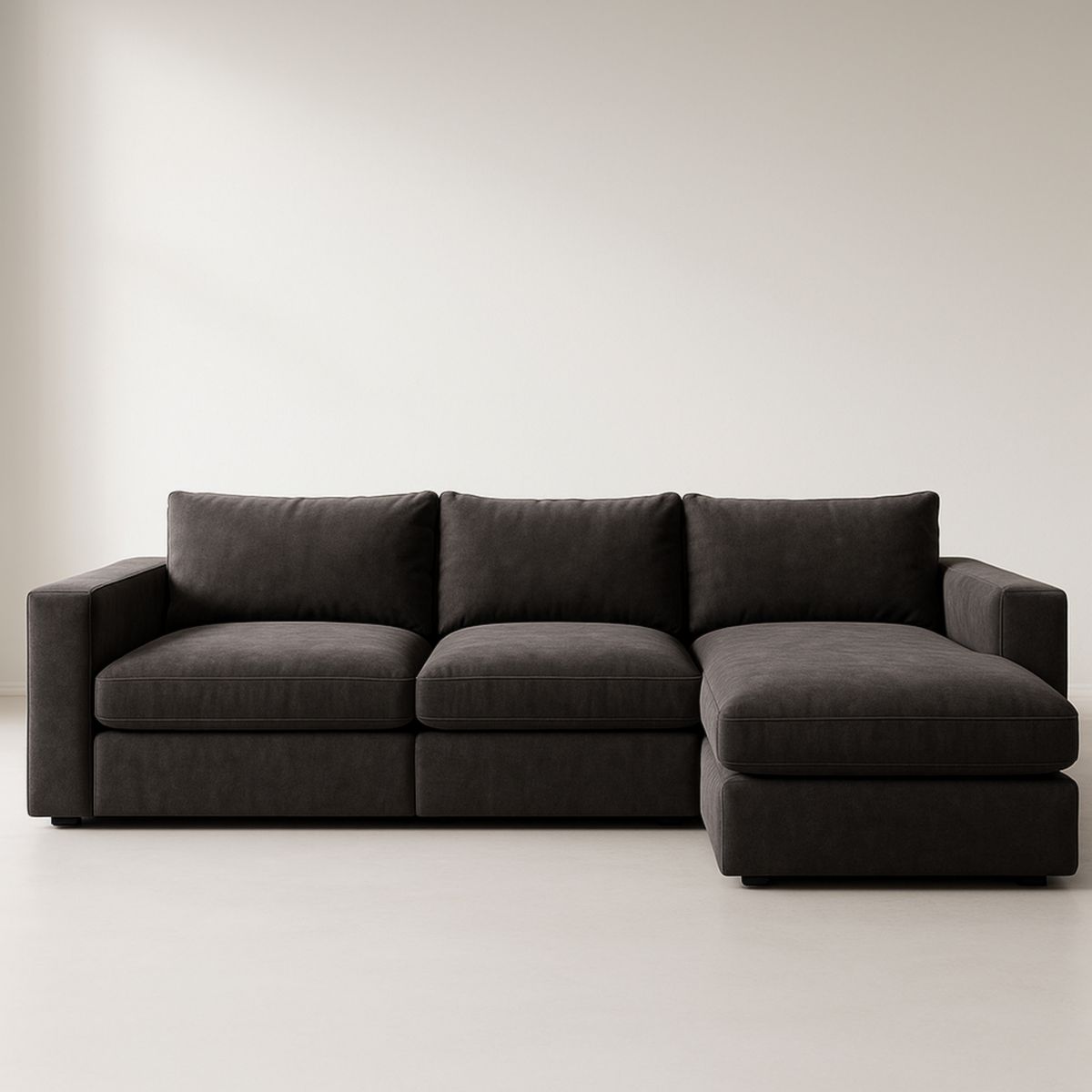 Donkergrijze hoekbank 3-zits polyester stof