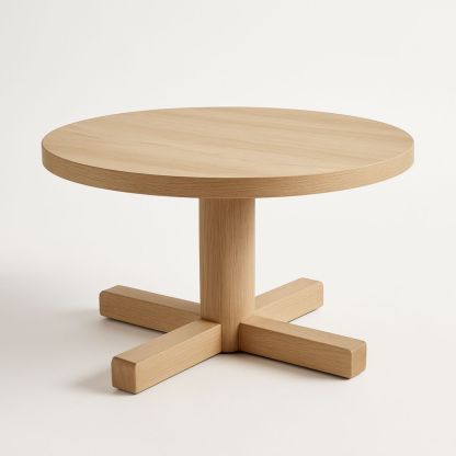 Ronde Salontafel Eikenhout Diameter 80cm Hoogte 40cm Naturel