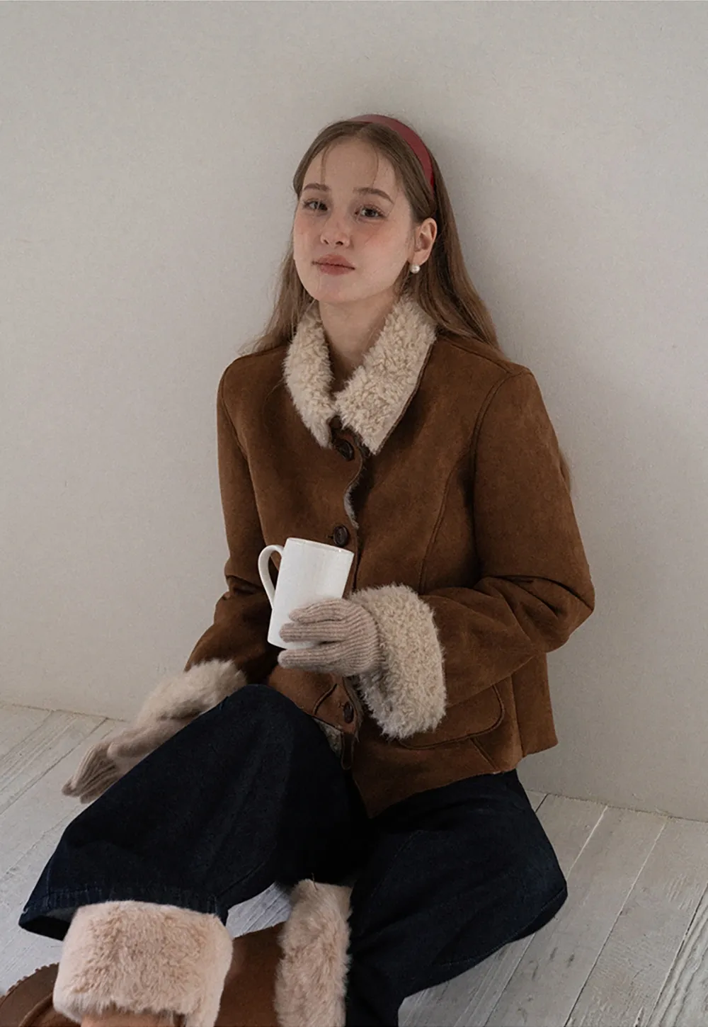 Women Fashion Faux Suede Jacket