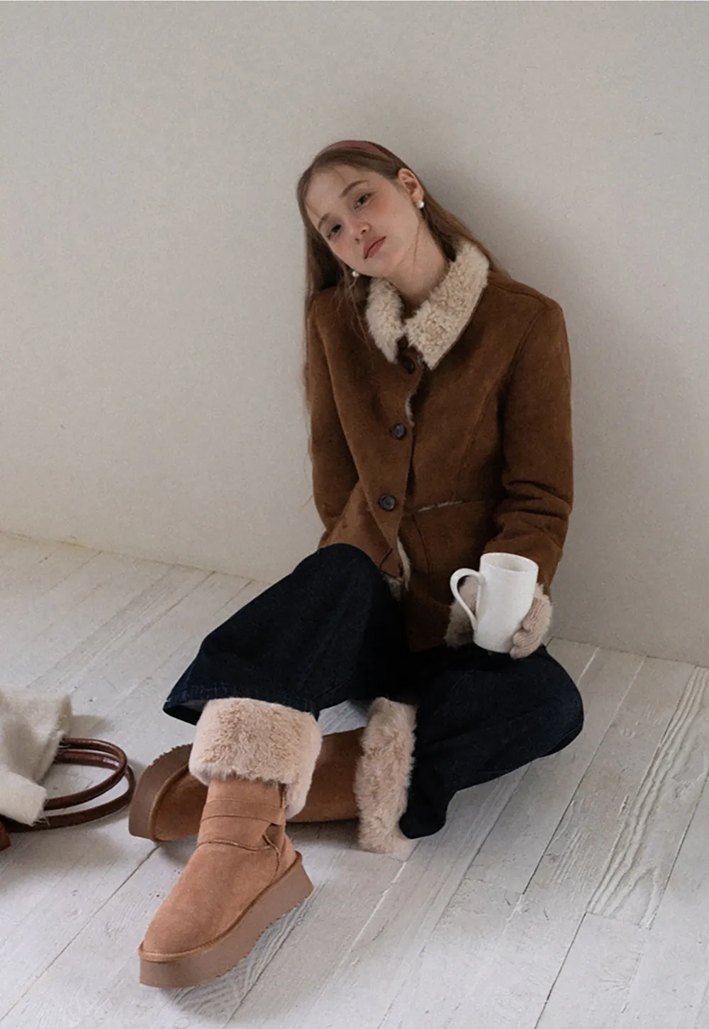 Women Fashion Faux Suede Jacket