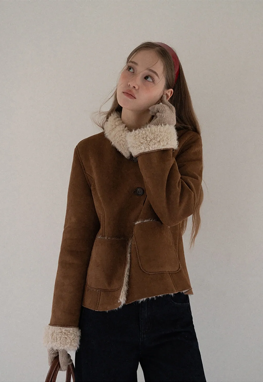 Women Fashion Faux Suede Jacket